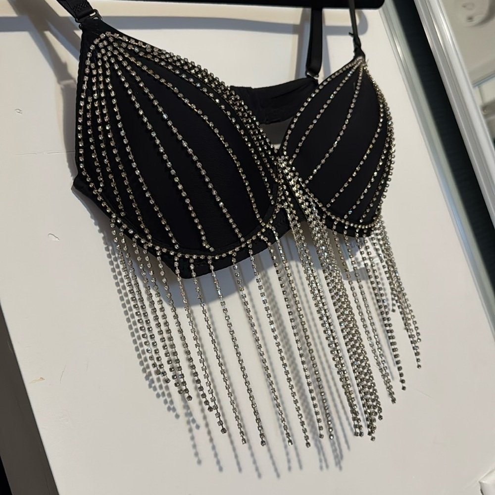 Papaya. Lingerie. Rhinestone bra. Adjustable straps.